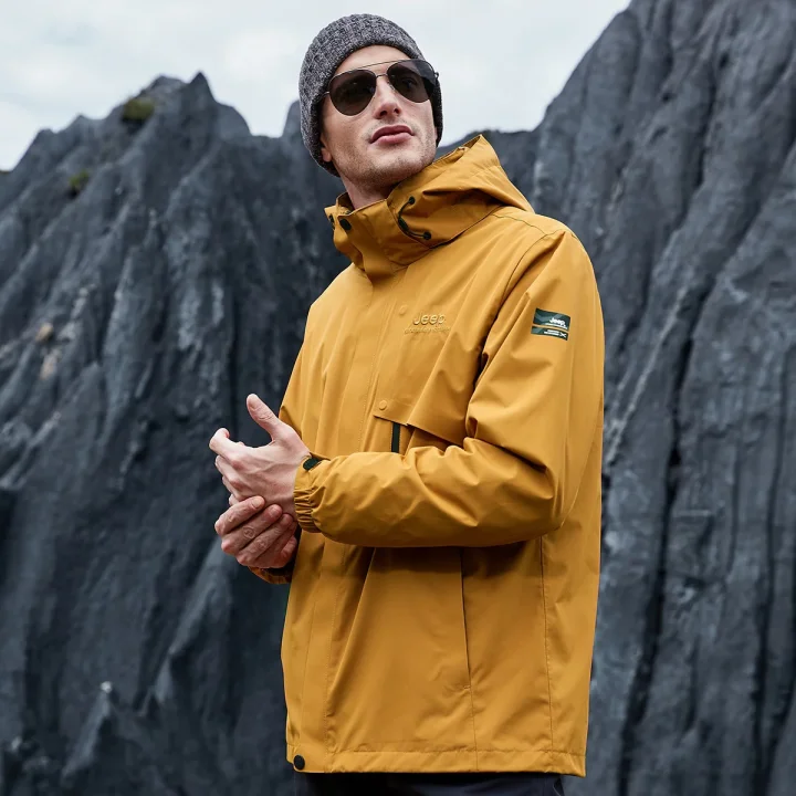 吉普秋冬新款冲锋衣男三合一防风防水保暖男式冲锋衣抓绒两件套